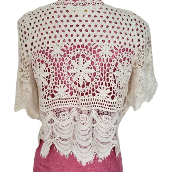 Rebellion Crochet Cotton Top Coastal Boho Romantic Festival Cottagecore Med - Picture 8 of 16